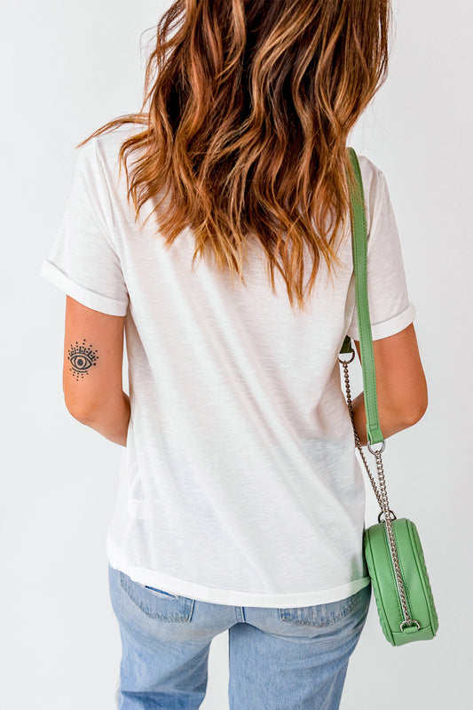 White FOREVER CHASING SUNSETS Floral Print T Shirt