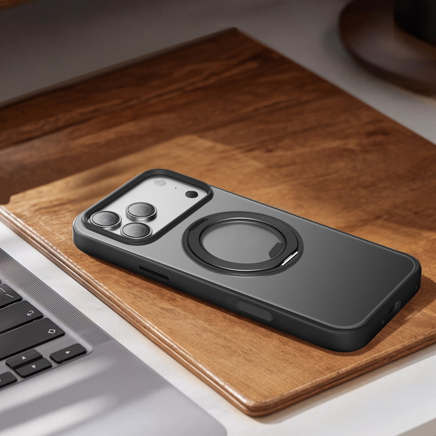 MUTURAL Stealth Armor 360° Kickstand MagSafe Case for iPhone 17 | Metal Ring Stand