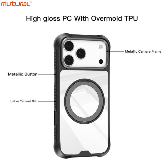 MUTURAL Mystical Armor 360° Kickstand MagSafe Case for iPhone 17 | Transparent Stand
